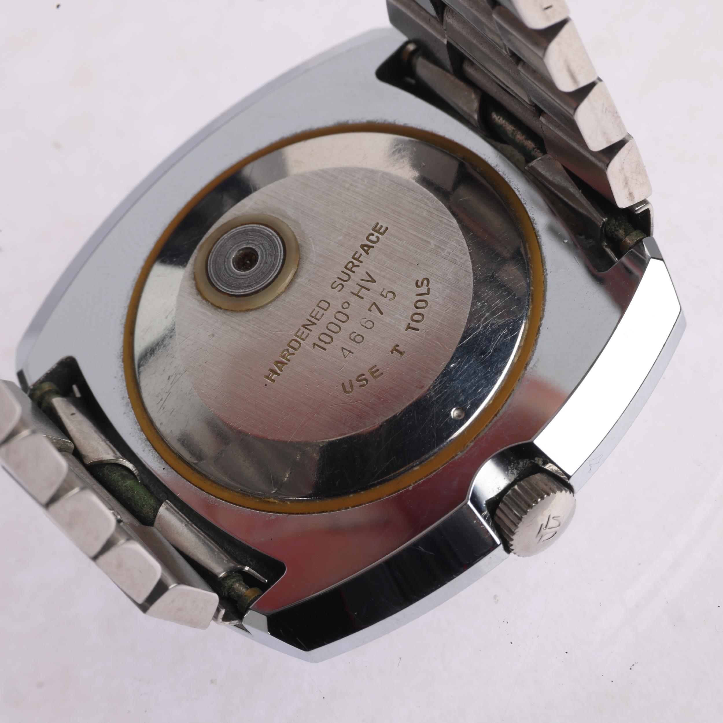 TISSOT - a Vintage stainless steel PR-518 automatic calendar bracelet watch, circa 1970s, ombre blue - Image 4 of 5
