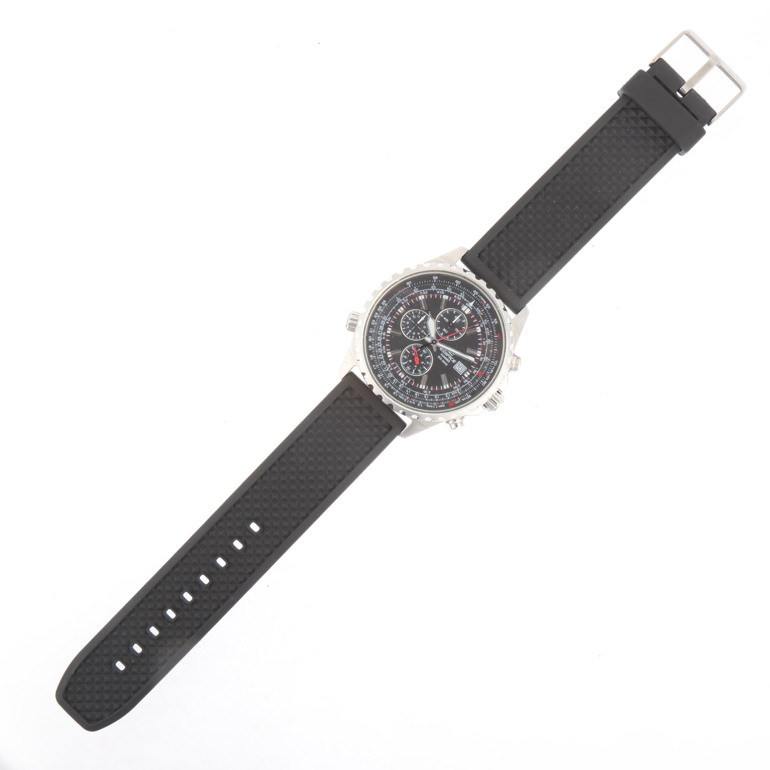 CASIO - a stainless steel Edifice quartz chronograph calendar wristwatch, ref. EF-527, black dial - Image 2 of 5