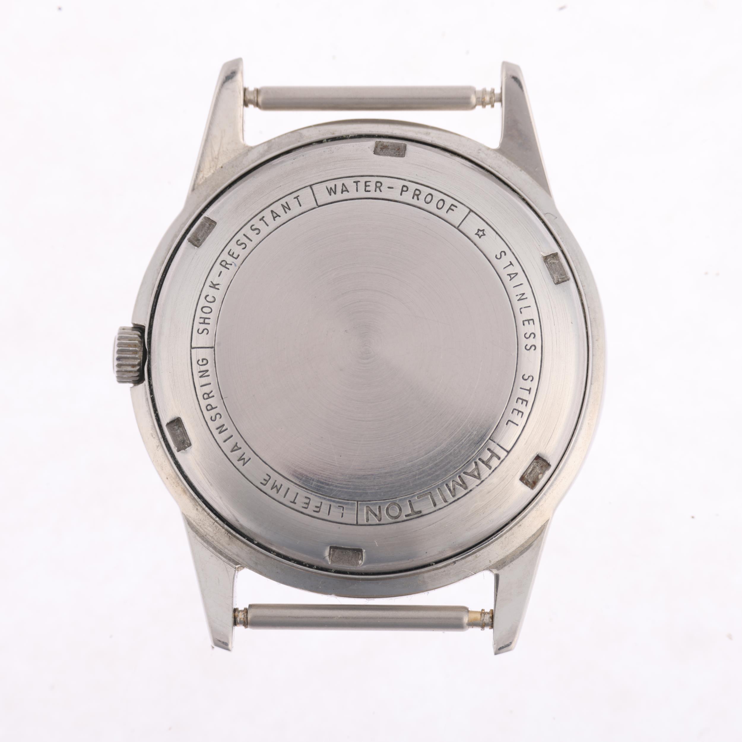 HAMILTON - a Vintage stainless steel mechanical wristwatch head, retailed by Garrard, silvered - Image 3 of 5