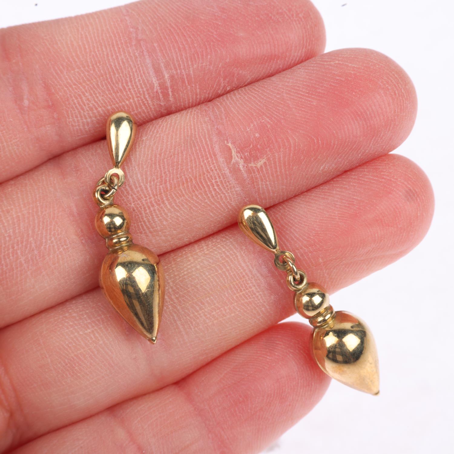 A pair of 9ct gold drop earrings, in the Victorian style, with stud fittings, and a pair of 1950s - Image 4 of 4