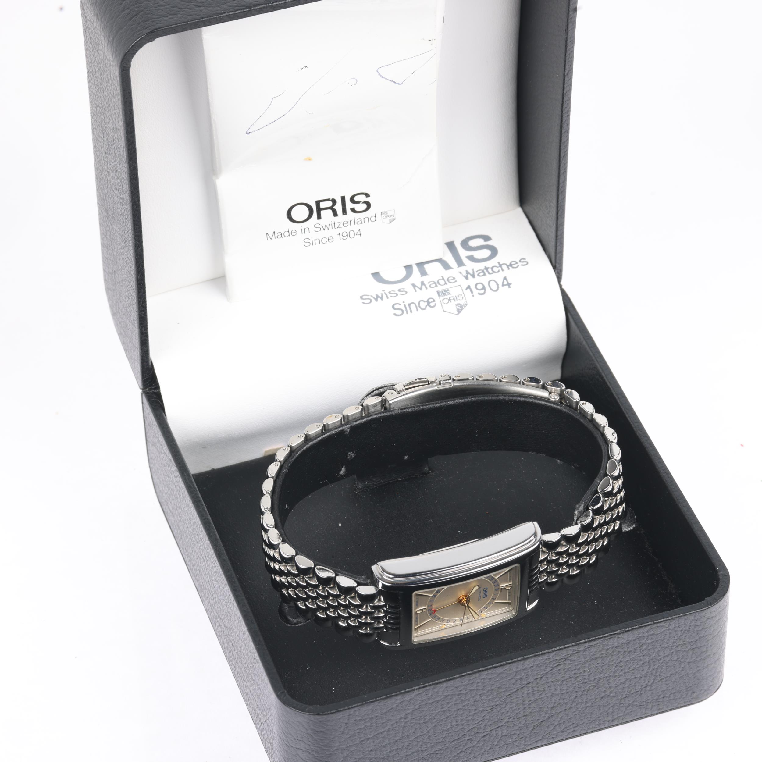 ORIS - a stainless steel Pointer Date Rectangular automatic calendar bracelet watch, ref. B7460, - Image 5 of 5