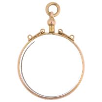 An early 20th century 9ct gold double-sided photo locket pendant, maker WJP, Chester 1906, 45.9mm,