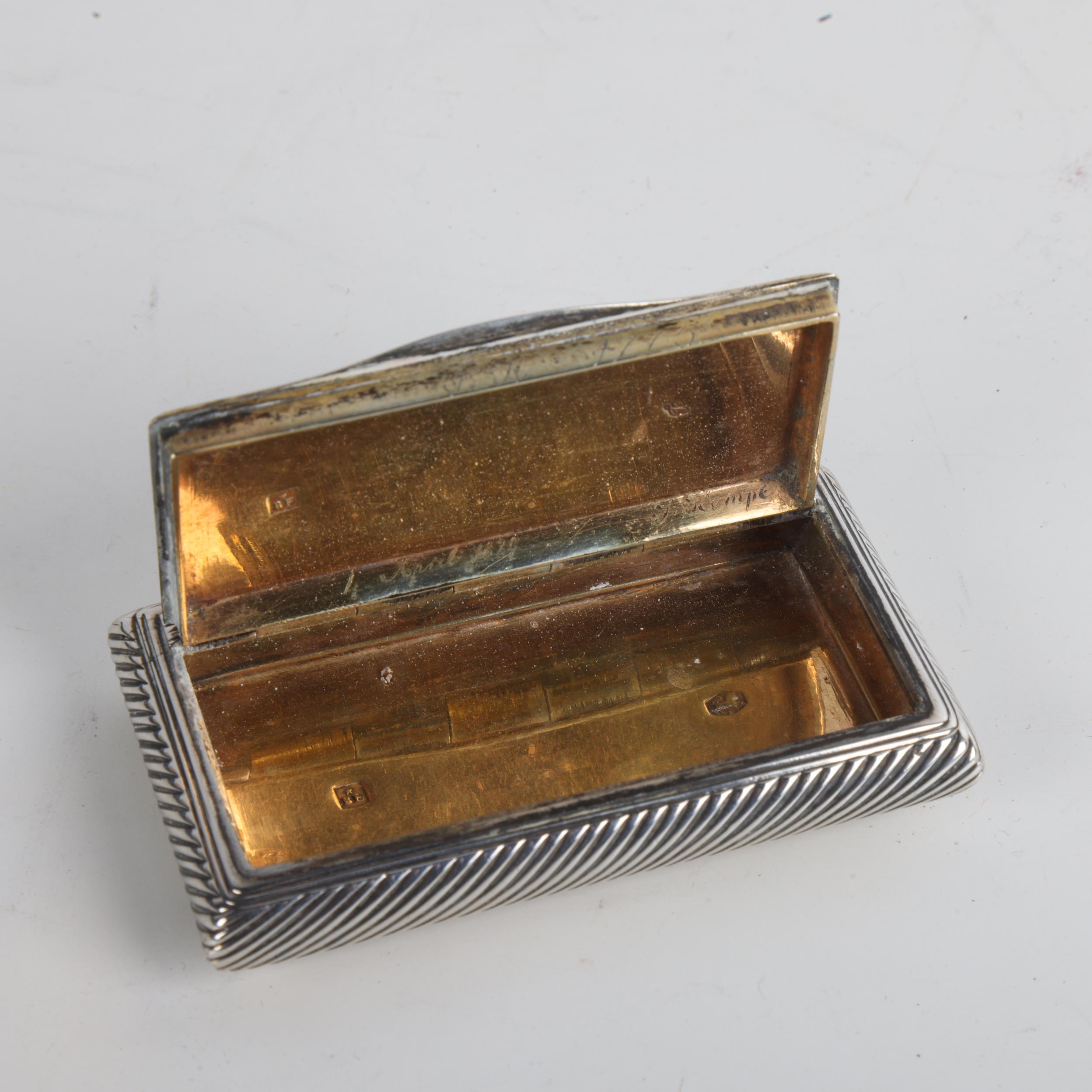 A 19th century Dutch silver snuffbox, Barend Enzering, Amsterdam circa 1820, rectangular form, - Image 3 of 3