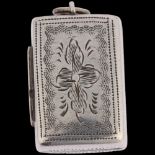 A Victorian silver vinaigrette, Edward Smith, Birmingham 1861, rectangular form, with bright-cut