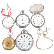 5 pocket watches, including 2 silver examples, largest case width 56mm (5) Lot sold as seen unless