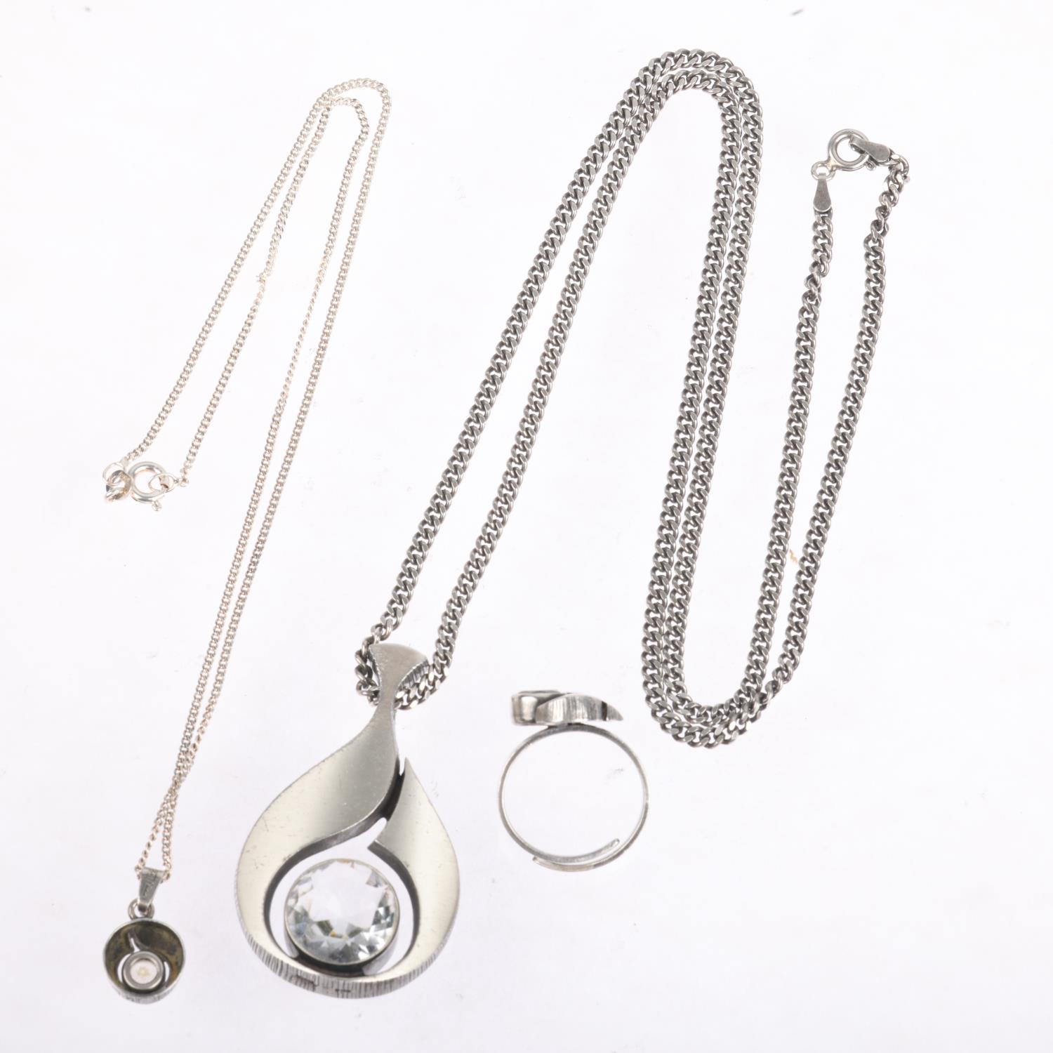 A group of matching Finnish sterling silver and crystal jewellery, in the style of Karl Laine, - Image 3 of 3