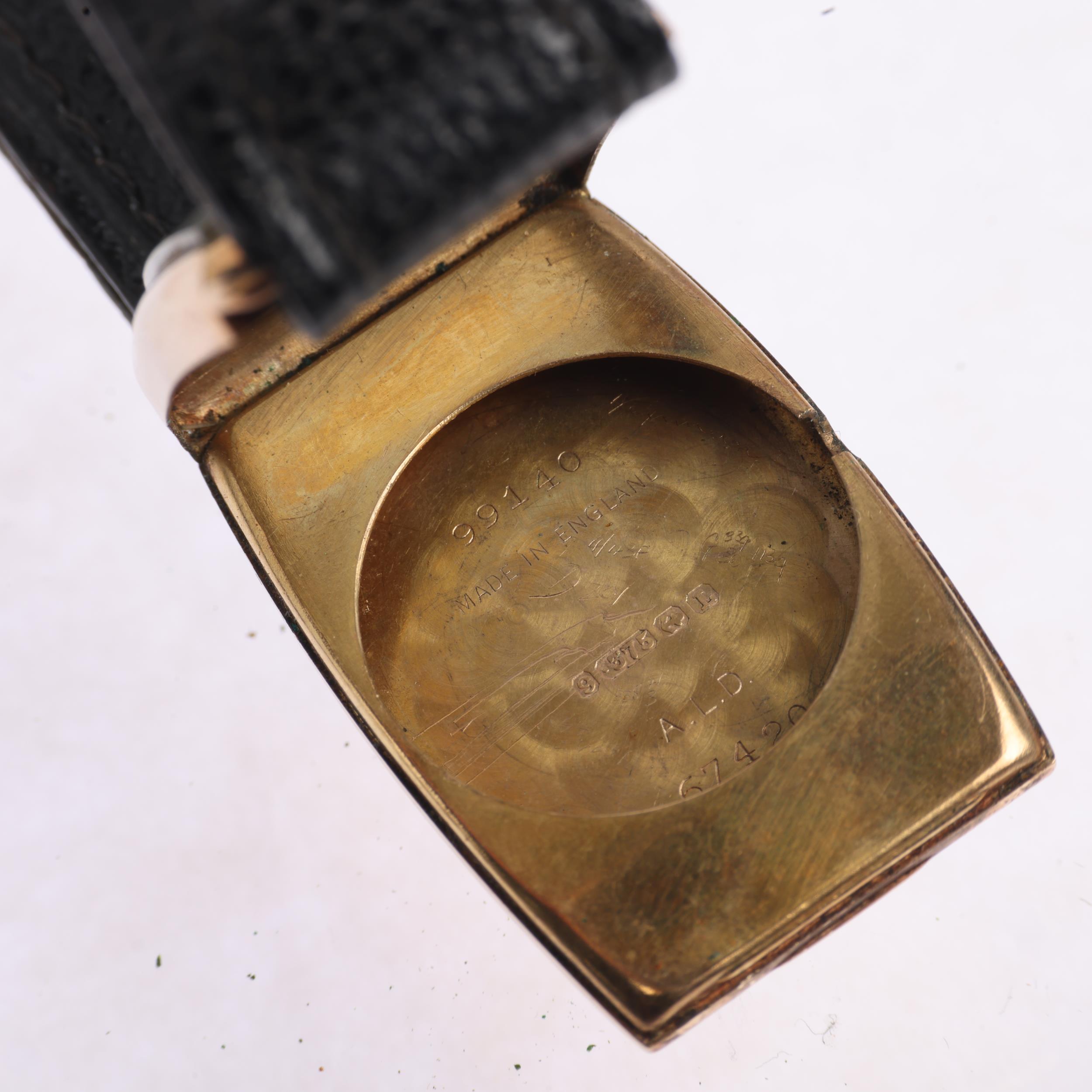 J W BENSON - an Art Deco 9ct gold mechanical wristwatch, circa 1930s, silvered dial with Arabic - Bild 5 aus 5