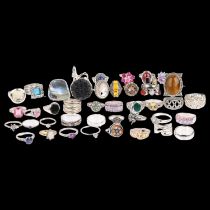 A quantity of silver gem set rings, 211g Lot sold as seen unless specific item(s) requested