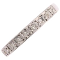 A late 20th century 9ct white gold diamond half eternity ring, maker T&B, London 1976, in the Art