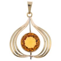 A late 20th century 9ct gold citrine onion openwork pendant, maker HS, import hallmarks London 1975,