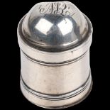 A George III silver 'Spice Tower' nutmeg grater, Samuel Pemberton, Birmingham 1792, cylindrical form