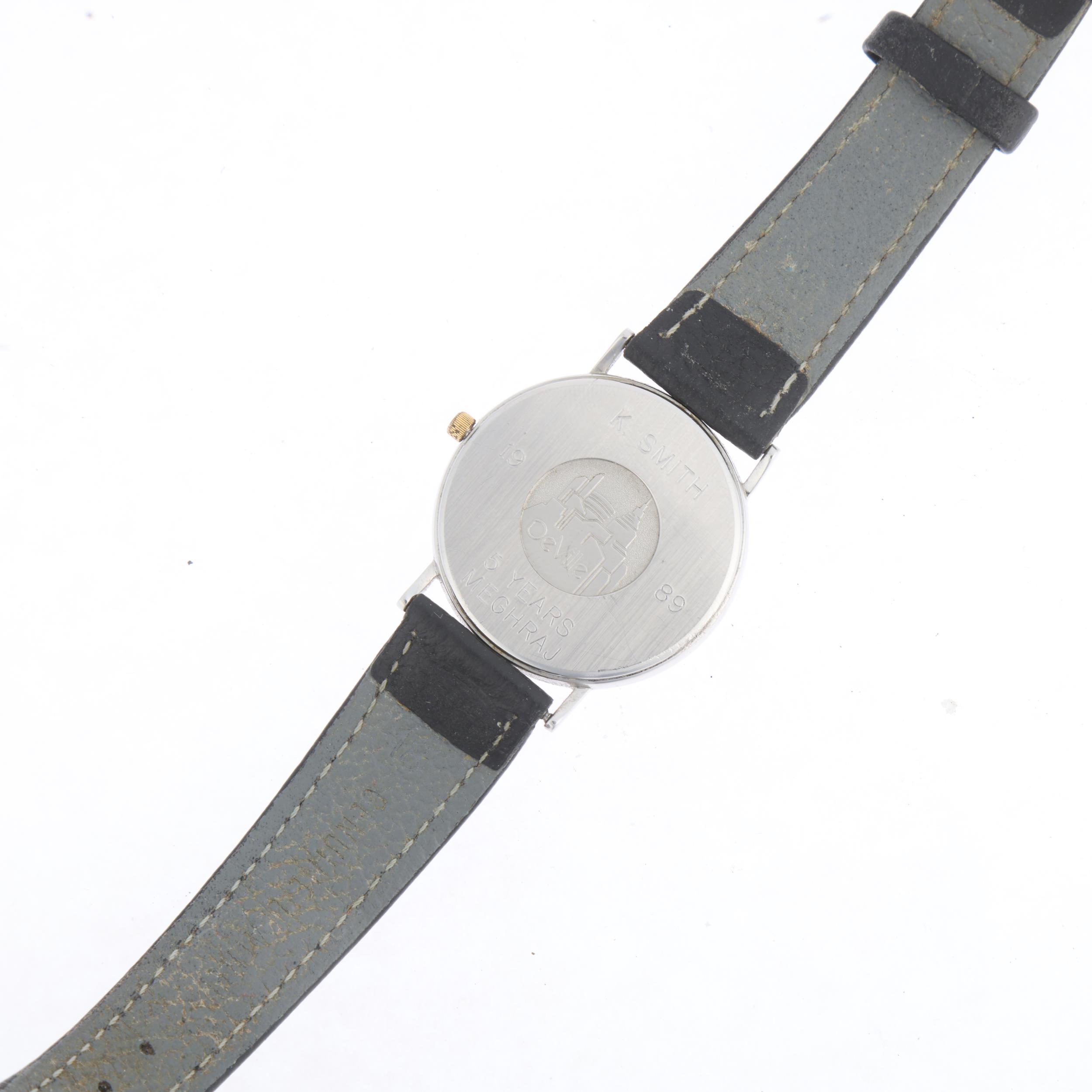 OMEGA - a stainless steel De Ville 'Meghraj Group' quartz wristwatch, ref. 195.0075.2, circa 1989, - Image 4 of 5