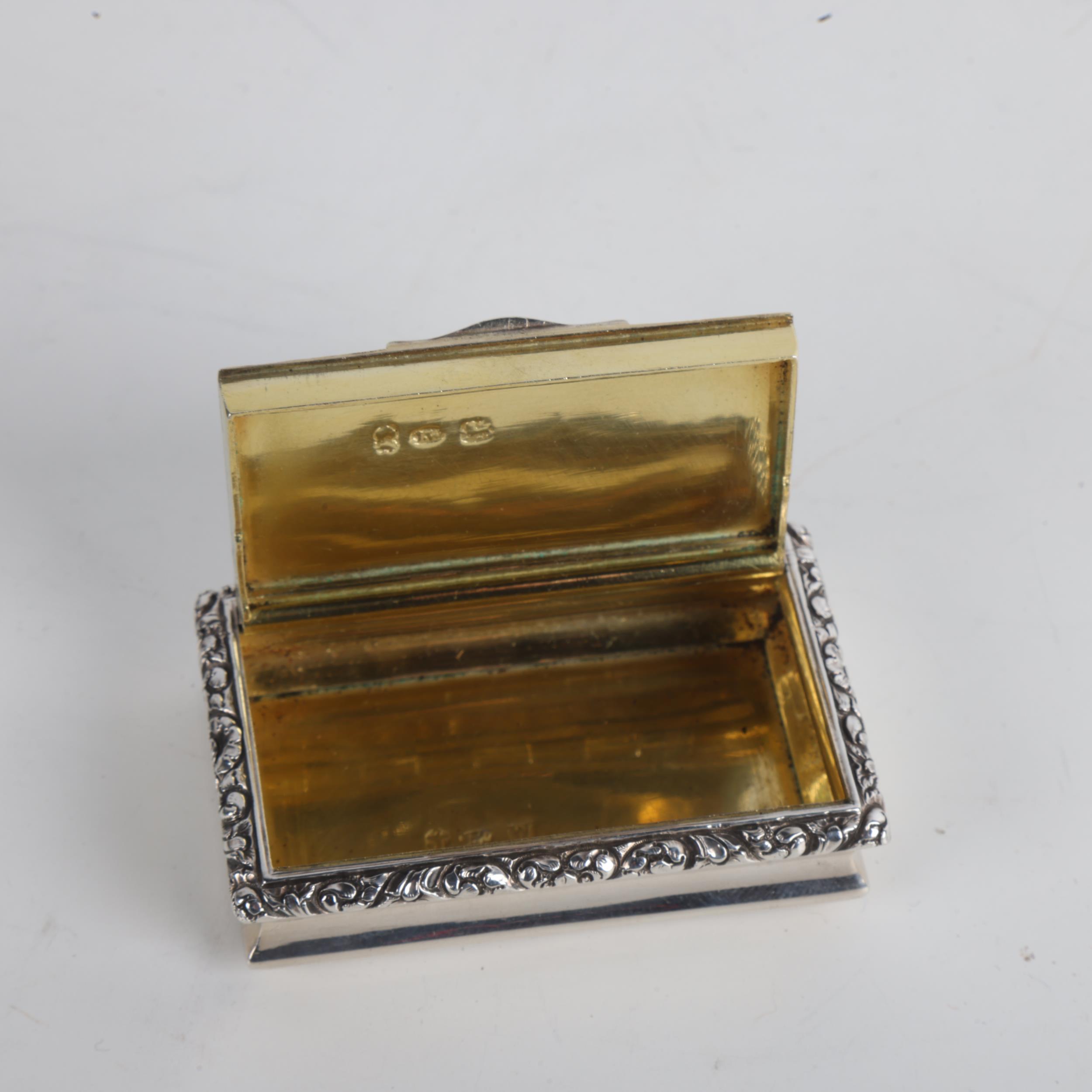 A George III silver snuffbox, Joseph Willmore, Birmingham 1820, rectangular form, with engine turned - Image 3 of 3