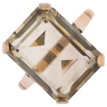 A late 20th century 9ct gold smoky quartz dress ring, maker REP, Birmingham 1973, set with