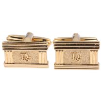 CHRISTIAN DIOR - a pair of gold plated Dior cufflinks, 17.1mm, 9.2g No damage or repair