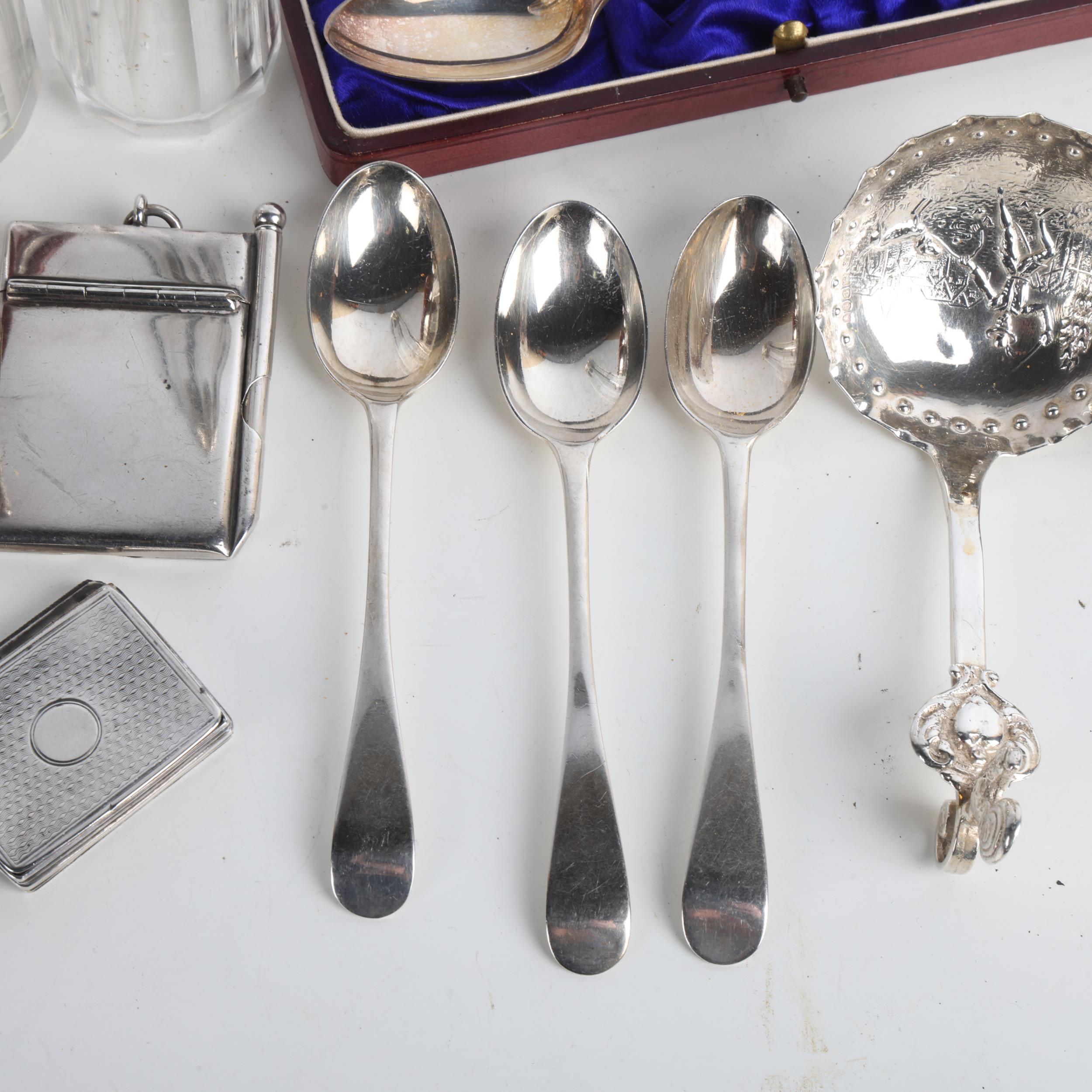 Various silver, including embossed box, dressing table toilet jars, etc Lot sold as seen unless - Image 2 of 3