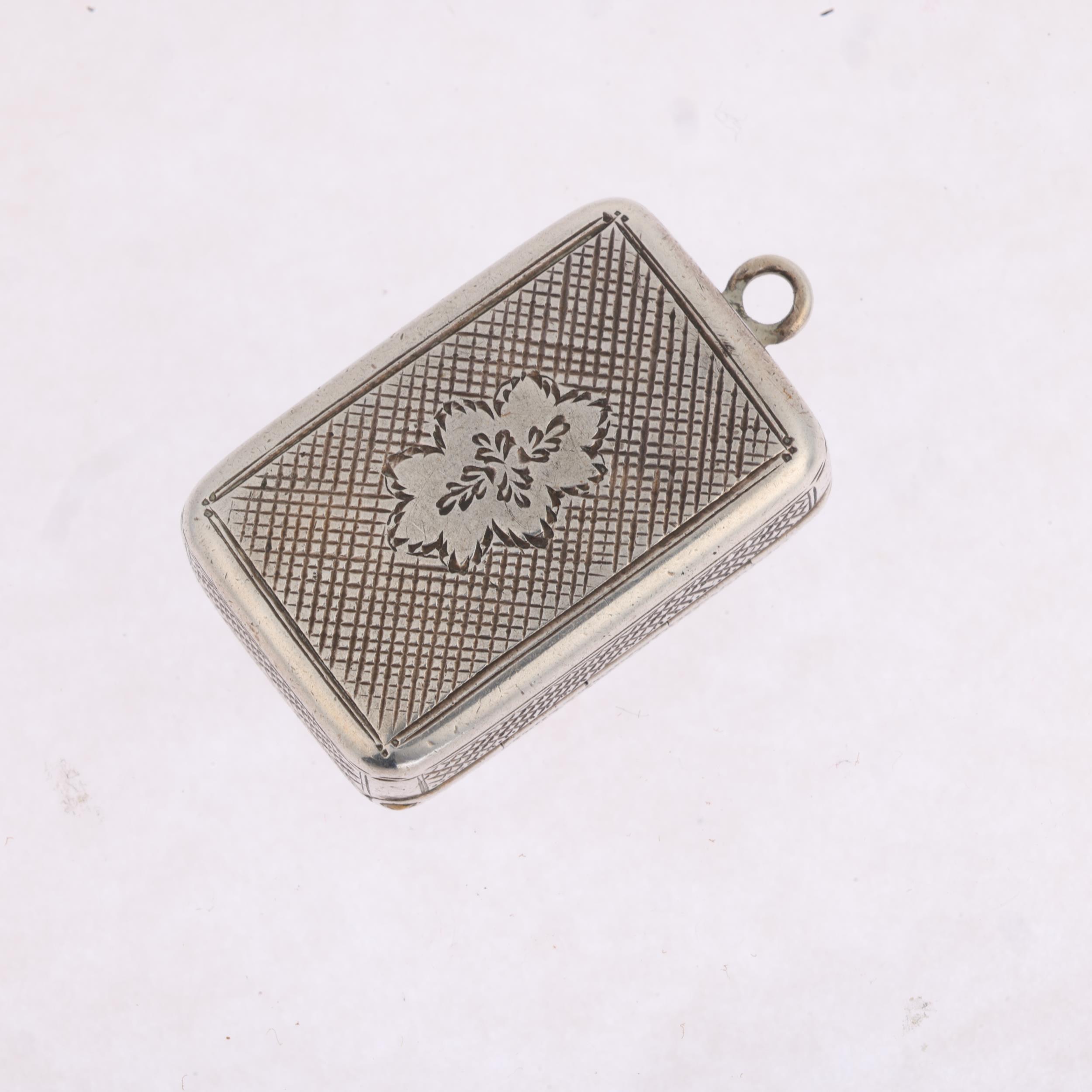 A George III silver vinaigrette, indistinct maker, London 1809, rectangular form, with allover - Image 2 of 3