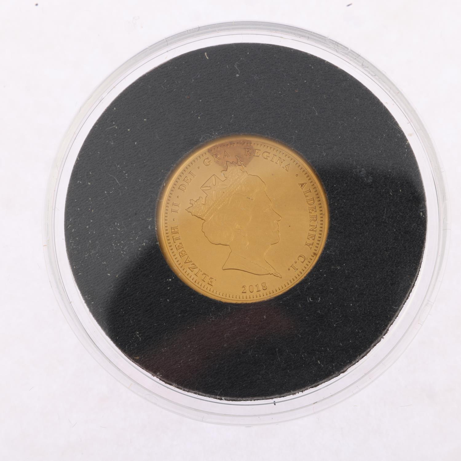 An Elizabeth II 2018 Alderney Centenary of End of World War I gold matt proof half sovereign coin, - Image 3 of 4