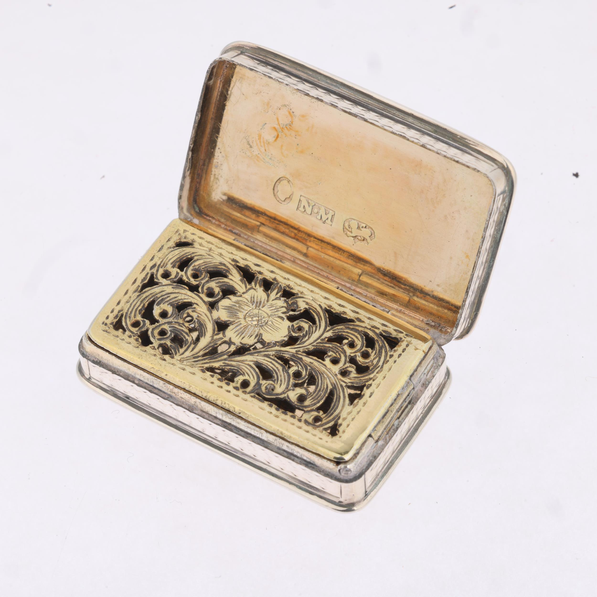 A William IV silver vinaigrette, Nathaniel Mills, Birmingham 1836, rectangular form, with allover - Image 3 of 3