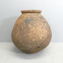 An antique hand made terracotta water jar. 50x58cm.