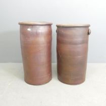 A matched pair of French terracotta pots du lard. 32x59cm.