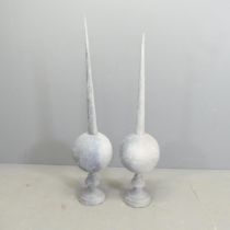 A pair of zinc finials. Tallest 100cm.