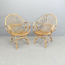 A pair of mid-century French bamboo chairs.