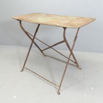 A French painted metal folding rectangular garden table. 91x72x48cm