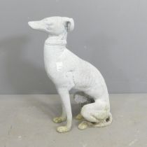 A galvanised metal statue of a greyhound. Height 55cm.