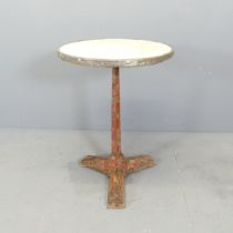 FISCHEL - French marble topped bistro table on cast iron base in the Art Deco manner, with cast