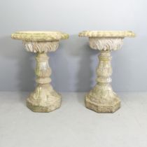 A weathered pair of Victorian two-section terracotta jardinieres. 61x88cm. Small break to the top of