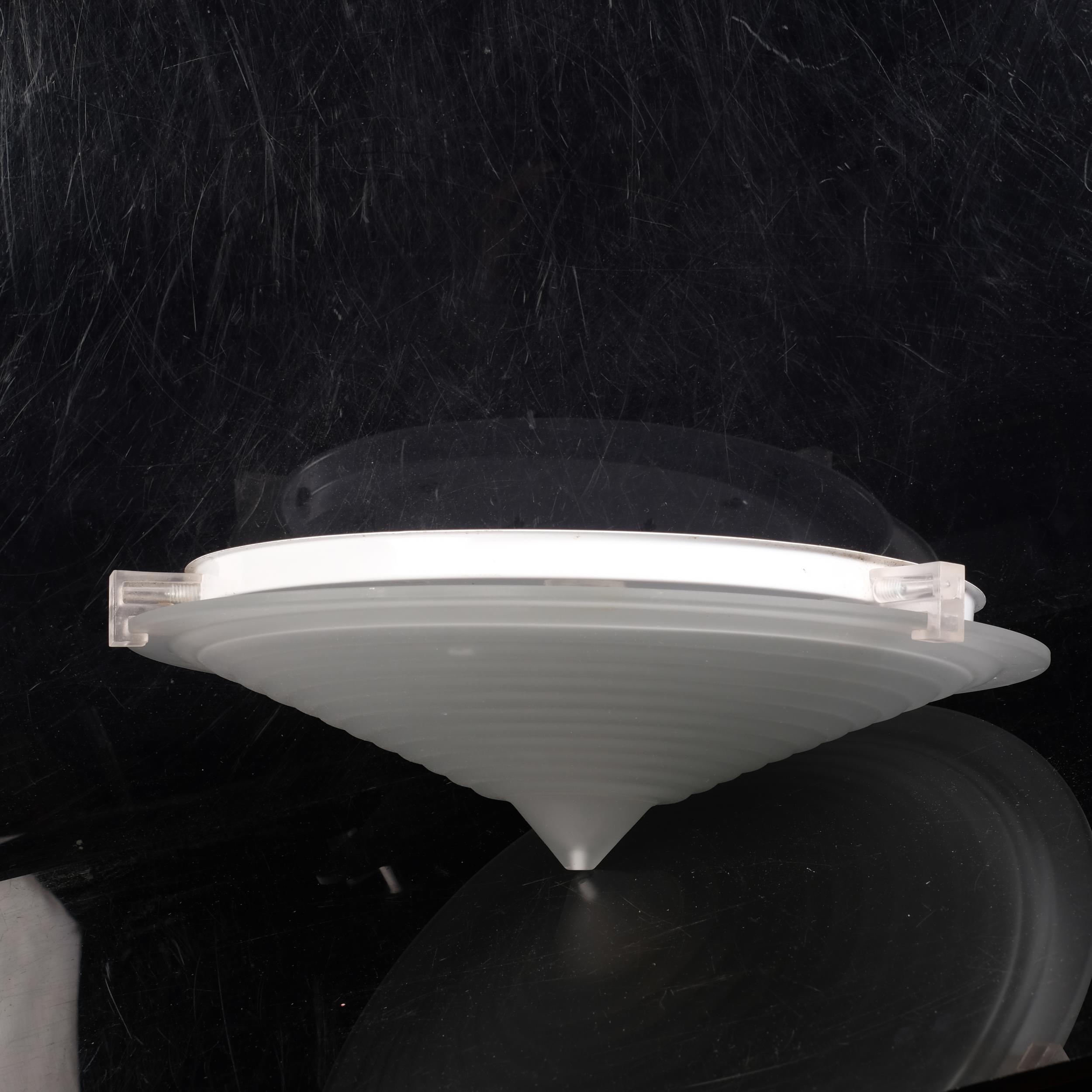 A vintage frosted glass conical ceiling light, diameter 41cm Good condition, no chips or cracks - Image 2 of 2