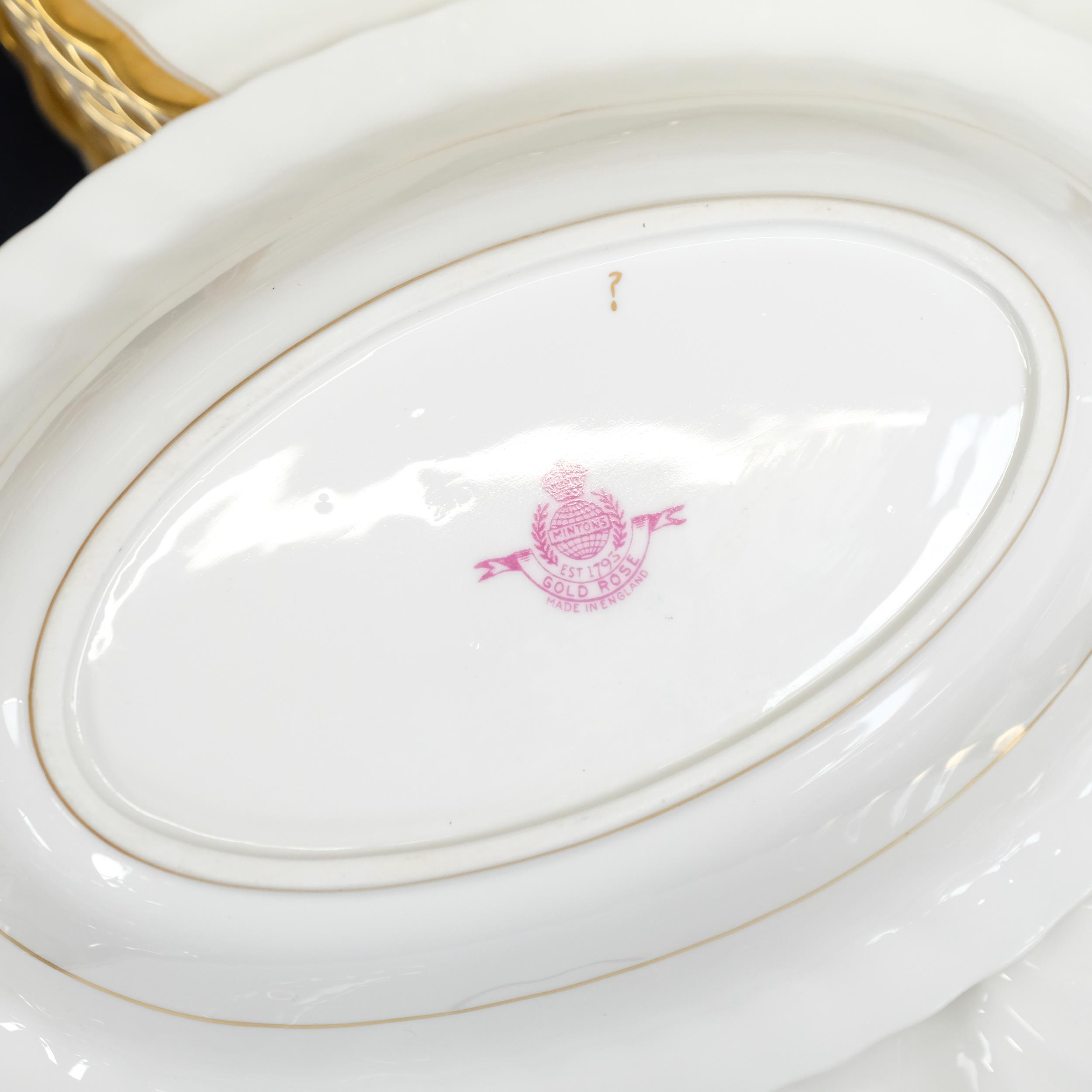 Minton's "Gold Rose" pattern dinner service for 12 people, including vegetable tureen and serving - Image 2 of 2