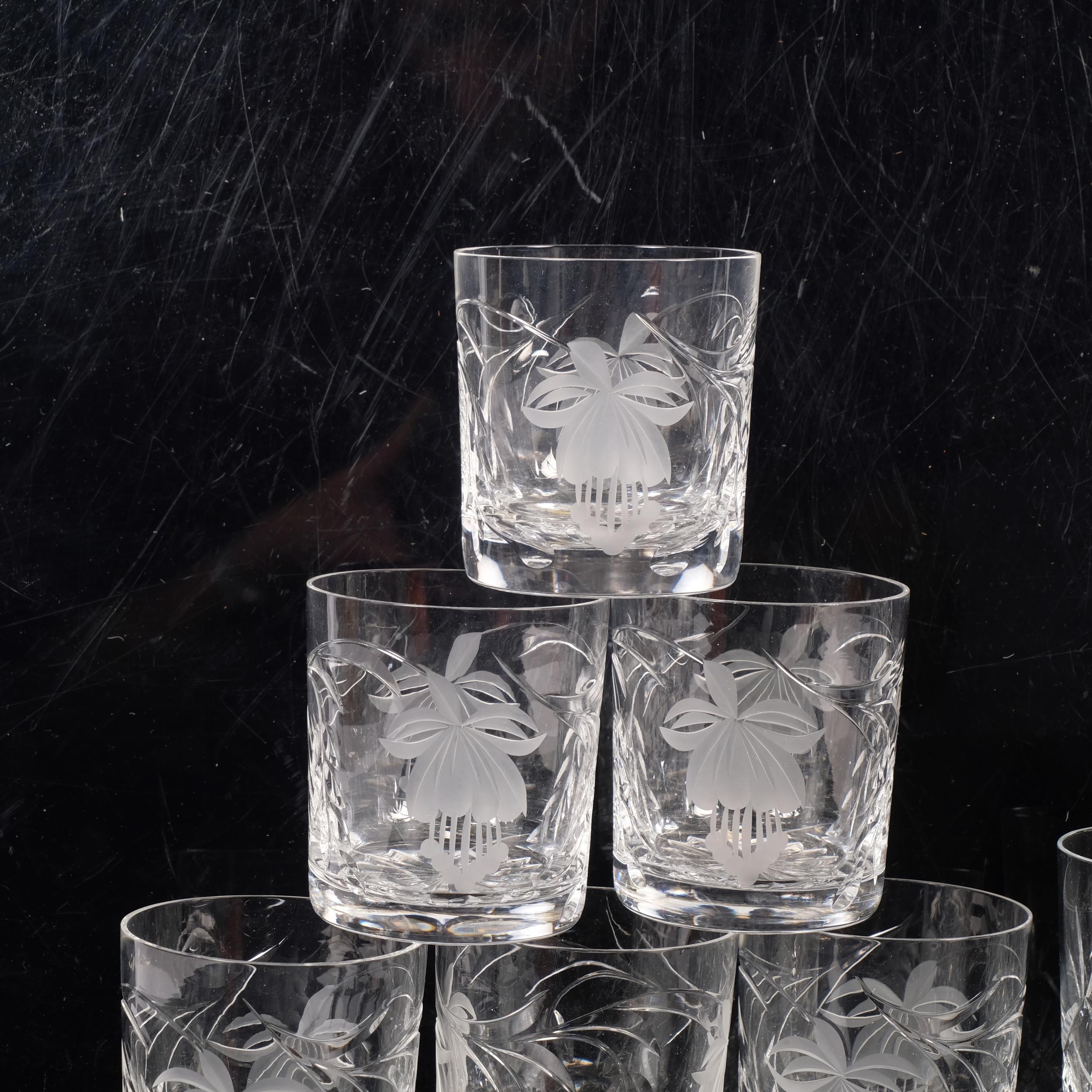 A group of 6 crystal Vintage water tumblers, and a further 4 crystal glass tumblers, all unmarked ( - Image 2 of 2