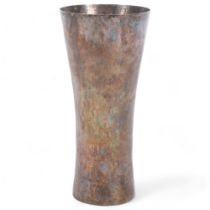 An Arts and Crafts hammered silver vase, H17.5cm (9oz)