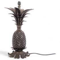 A cast-bronze pineapple design table lamp, 52cm