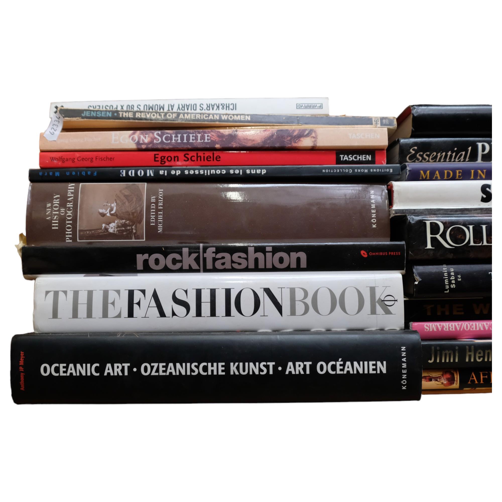 A quantity of fashion, photography and music related reference books including Kurt Cobain Journals,