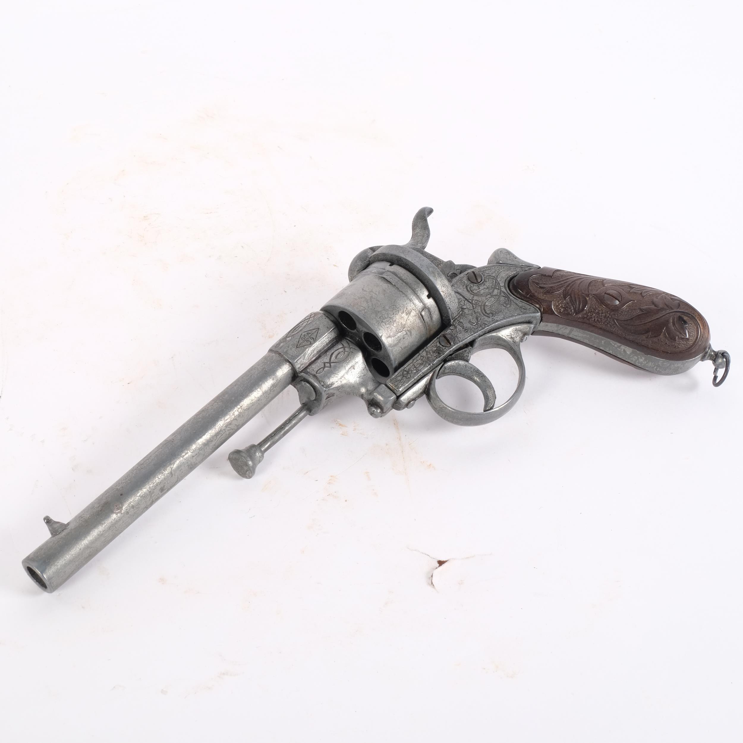 A replica Belgian pinfire pistol, with leather holster and studded belt - Image 2 of 2