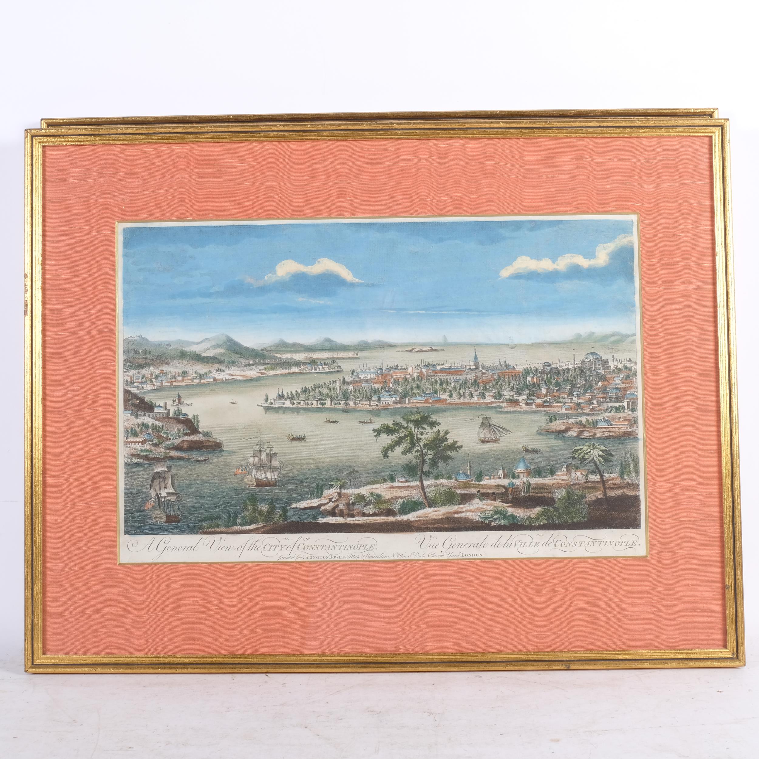 A pair of 19th century hand coloured prints, depicting Portsmouth Harbour, and the city of - Image 2 of 2