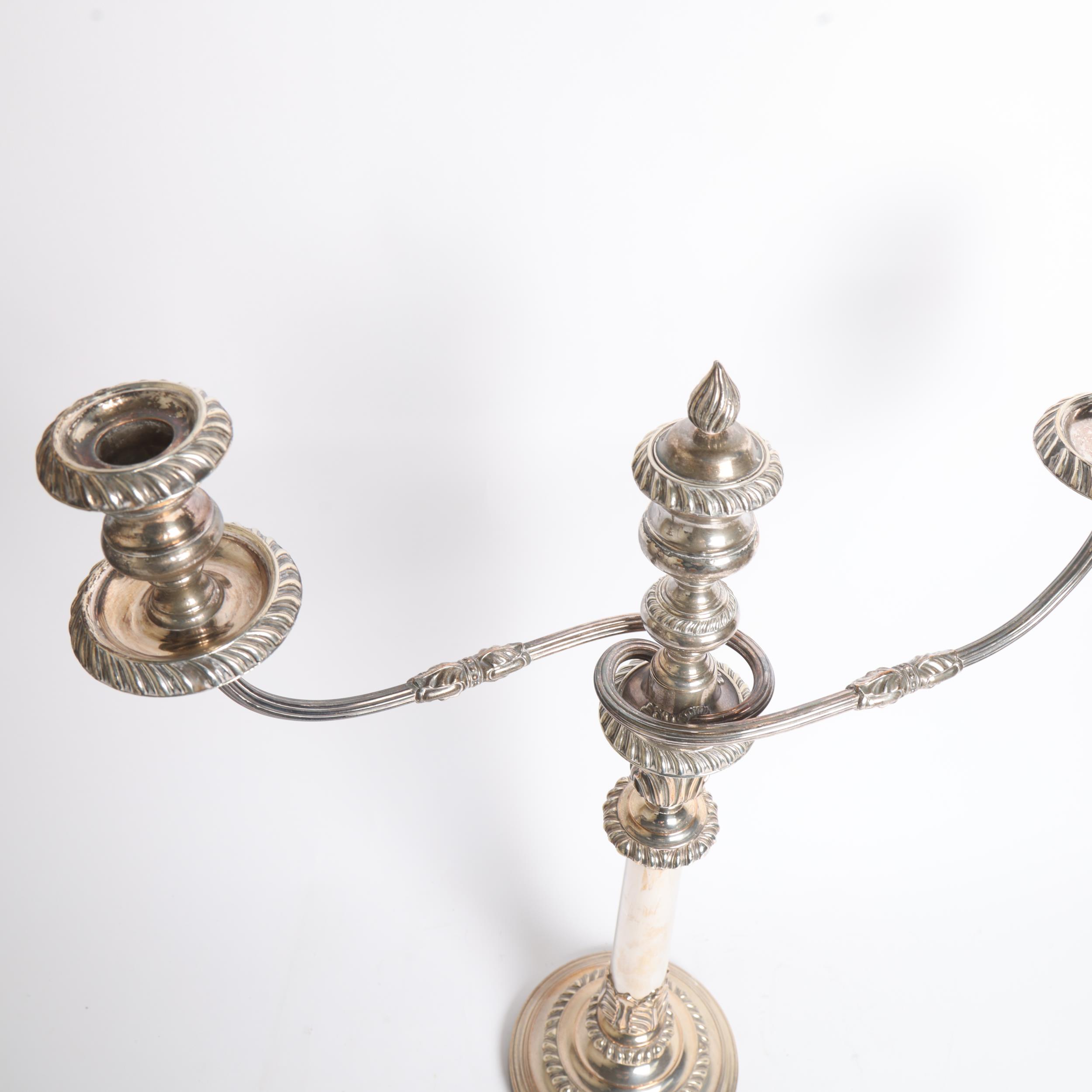 An impressive Victorian silver plate on copper 3-branch table candelabra, with acanthus leaf - Image 2 of 2