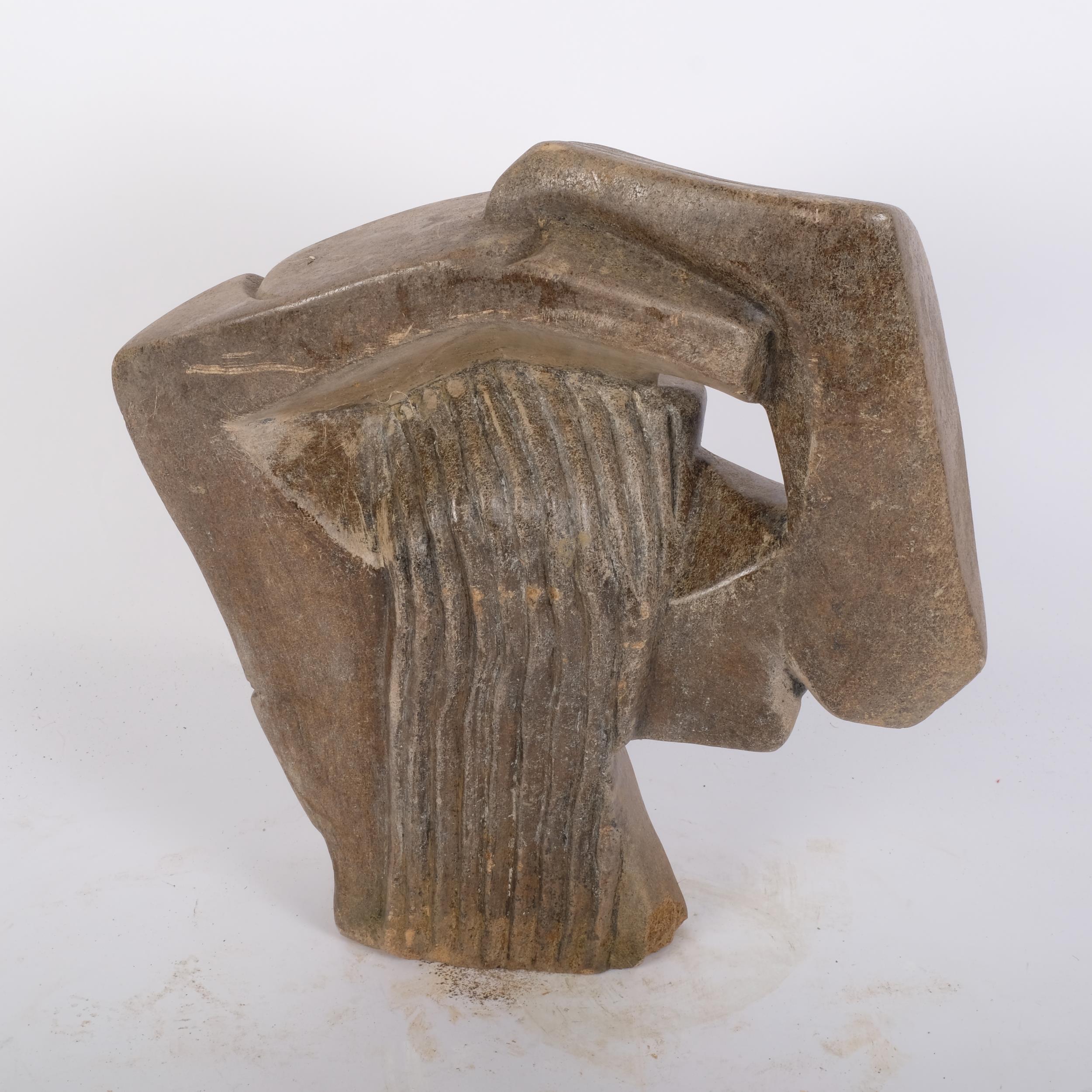 A hand carved stone abstract study "The Drummer", H33cm - Image 2 of 2