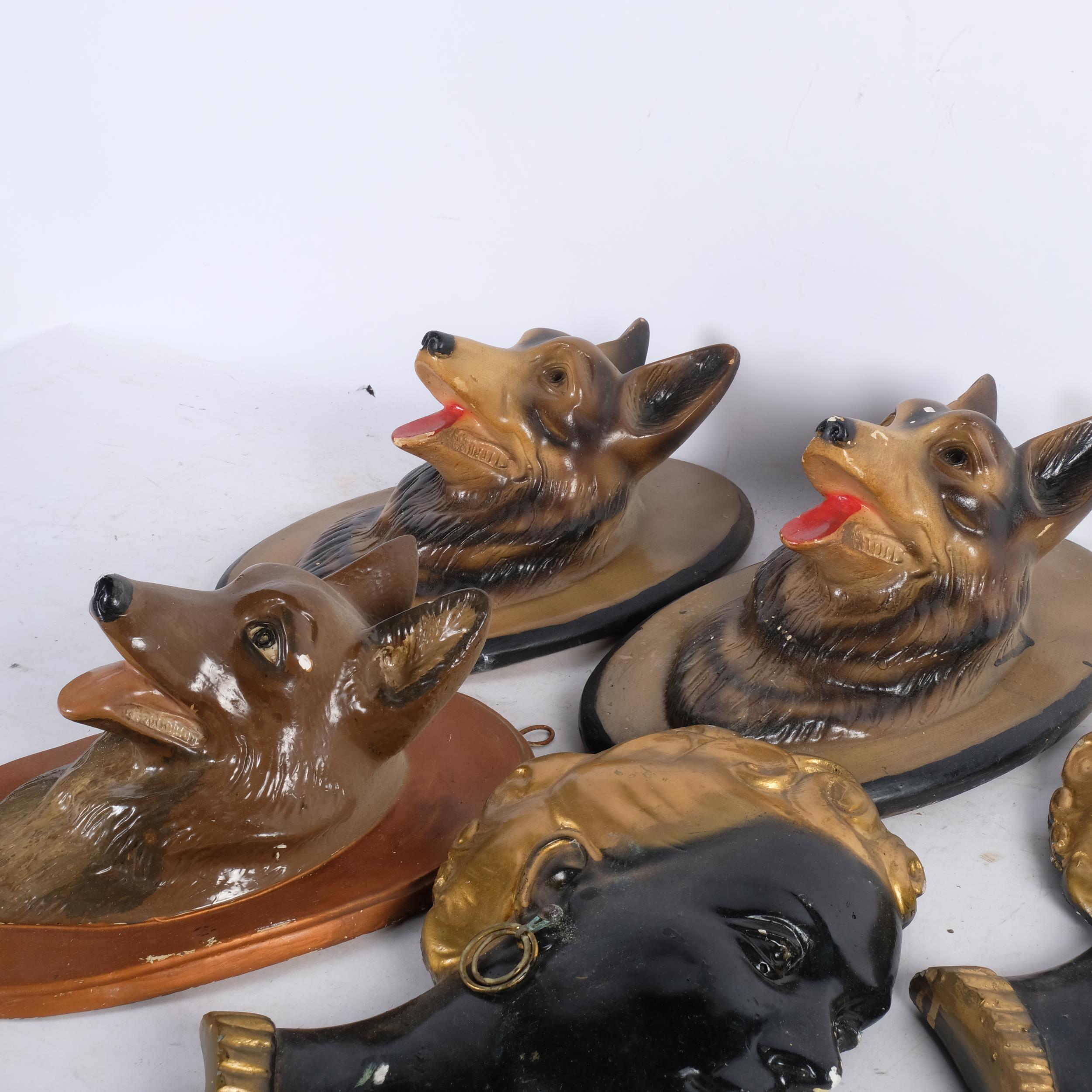 2 x 1960s plaster wall masks, and 3 Alsatian dog plaster wall plaques - Image 2 of 2