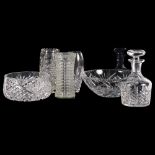 Webb Crystal vase, Edinburgh Crystal decanter and stopper, and other glassware