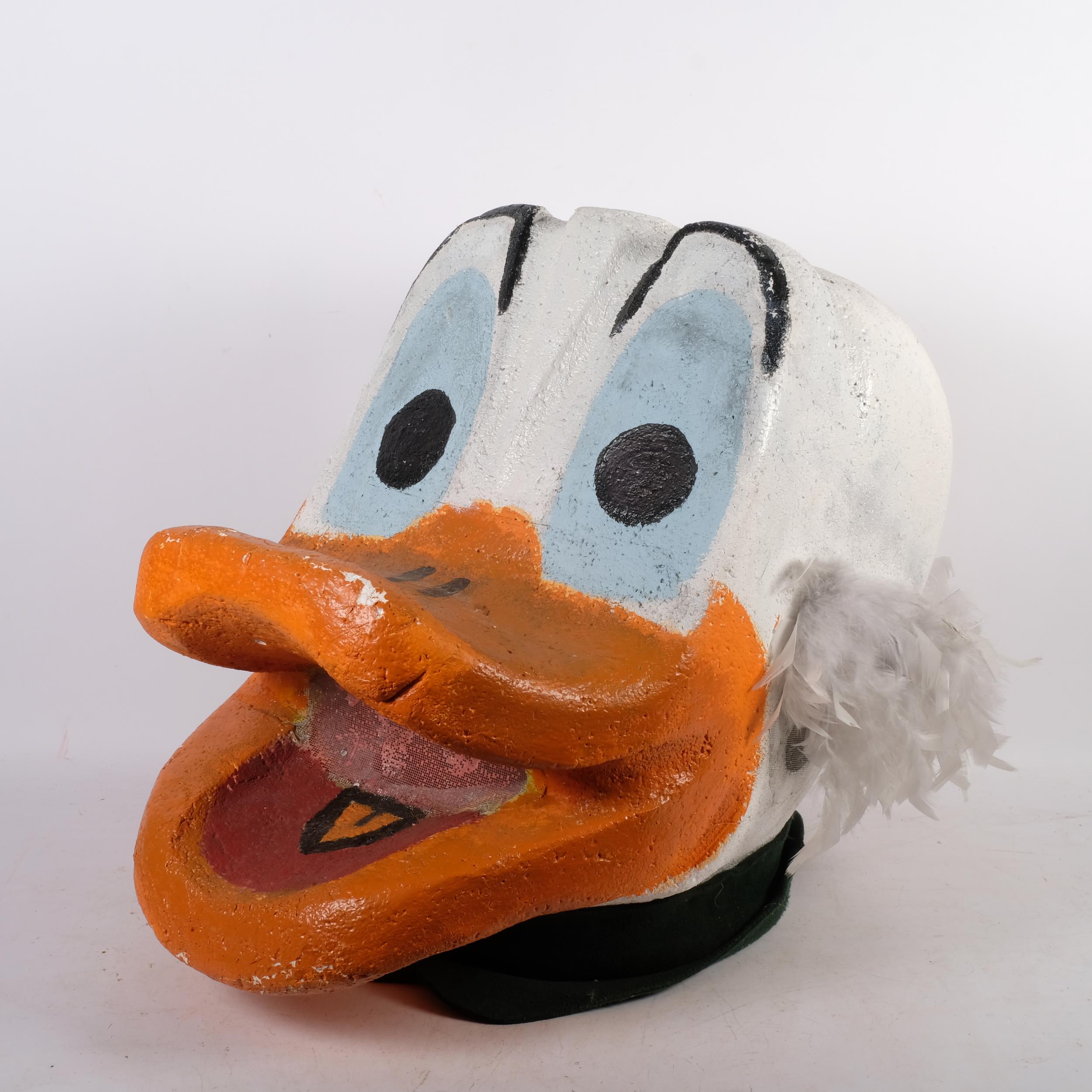 2 similar polystyrene painted Donald Duck style suit masks for carnival outfits, largest 48cm x 55cm - Image 2 of 2