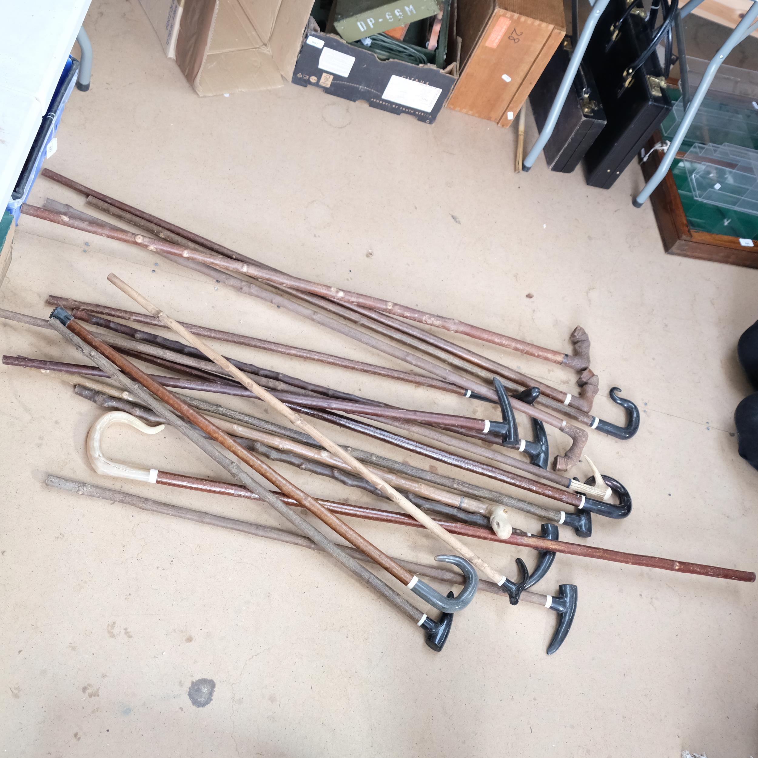 A collection of 17 various walking sticks and staffs, hoof and horn-handled - Image 2 of 2