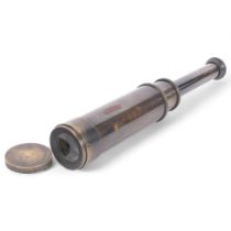 A compact bronze 3-draw telescope, by W. Ottway & Company Ltd, dated 1915