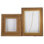 Vintage arch-top gilt embossed wall mirror, a glazed embossed gilt picture frame, and another