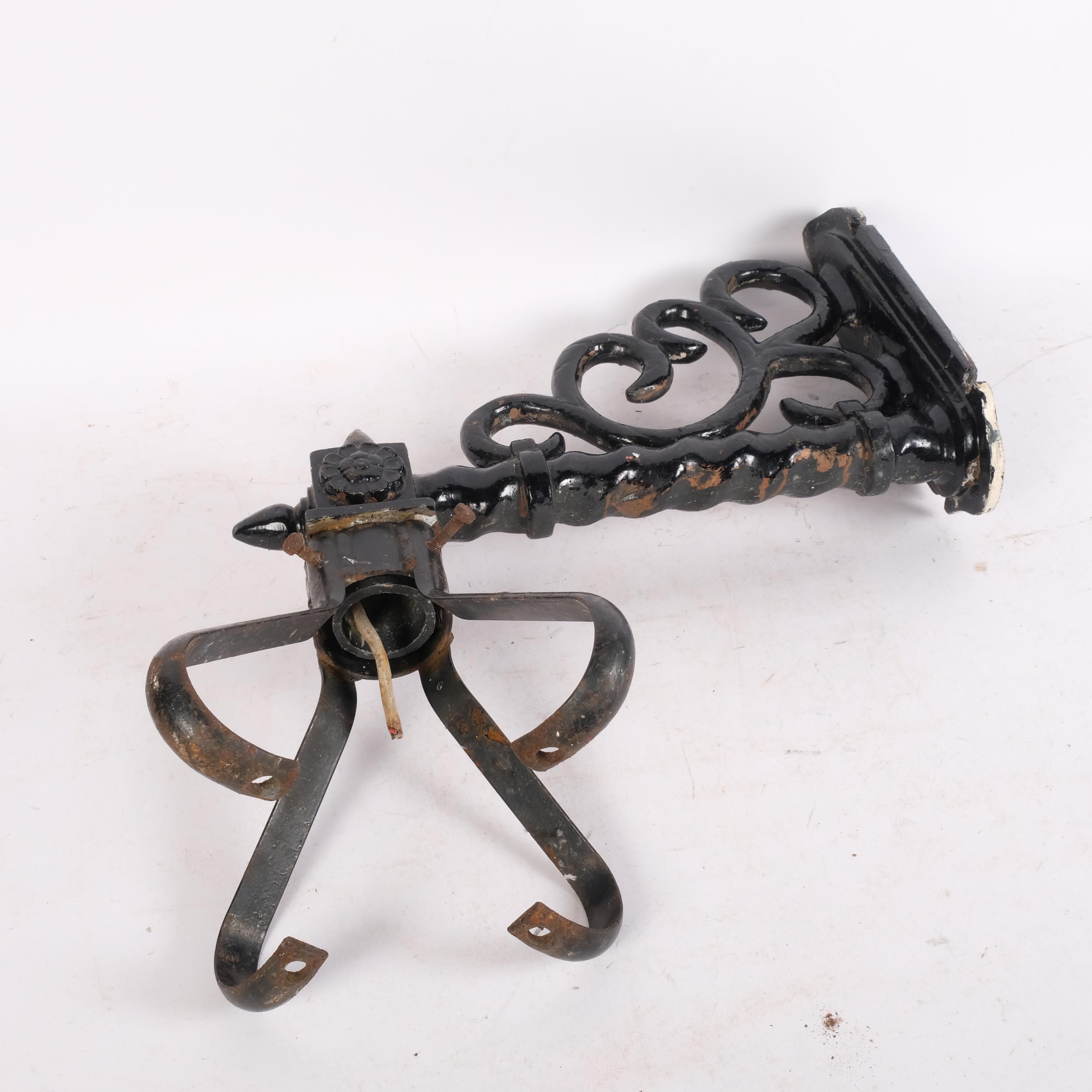 A 19th century painted cast-iron wall bracket of scrolled design, L38cm, with separate lamp holder - Image 2 of 2