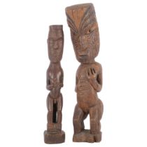 A composition museum copy Maori Gable figure, 42cm, and another similar figure