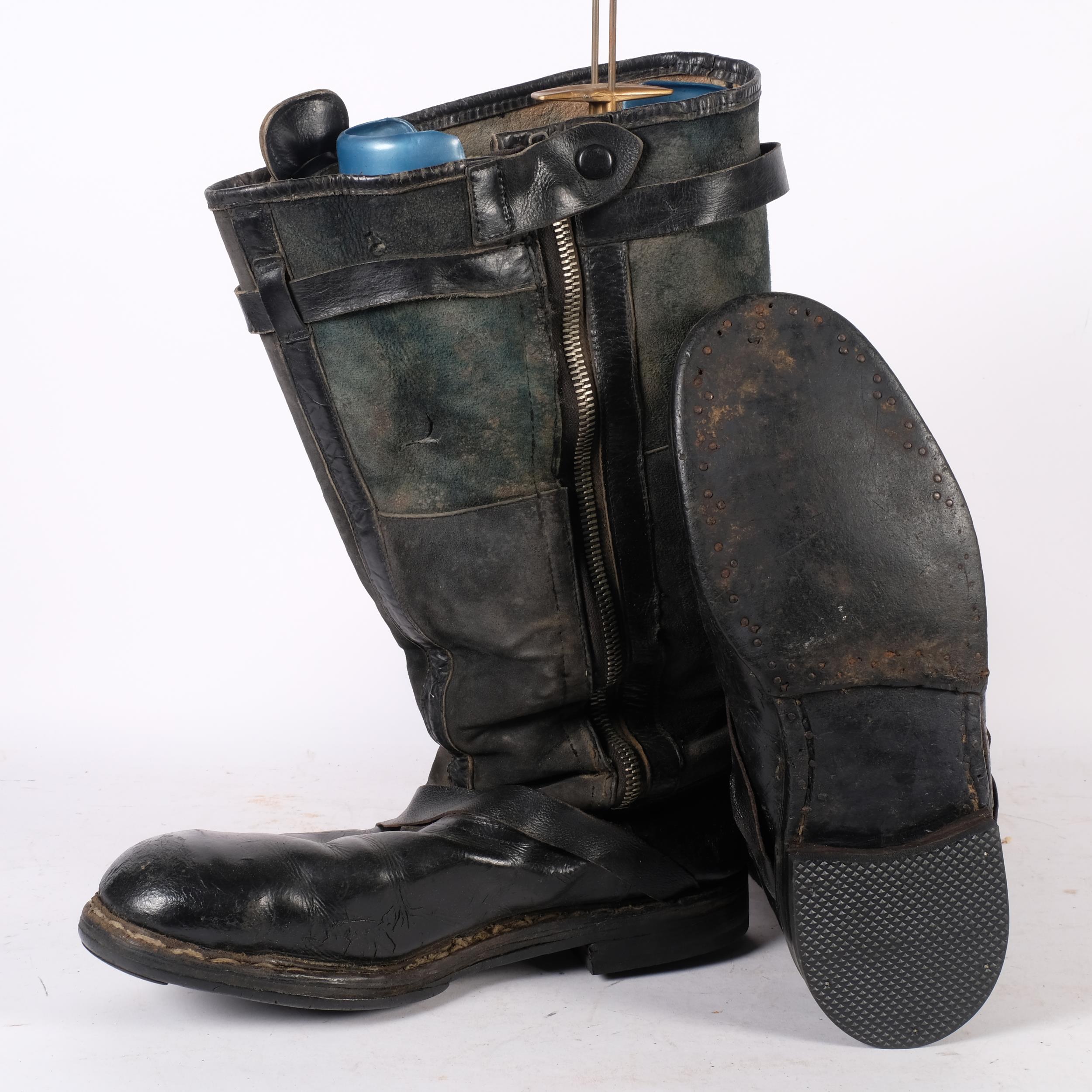 A pair of Second World War Luftwaffe black flying boots - Image 2 of 2